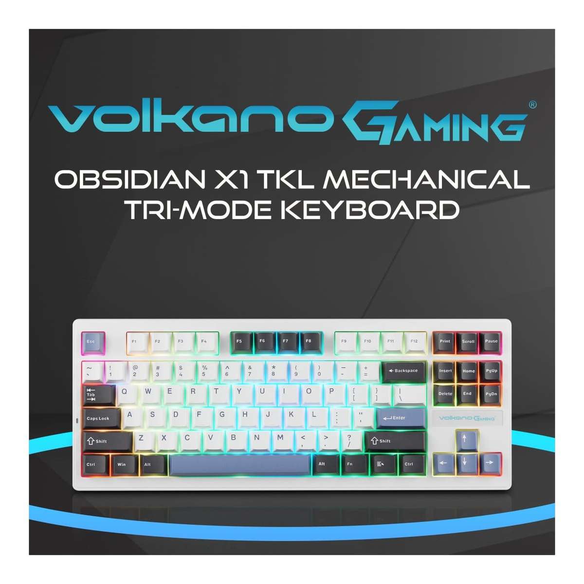 Volkano Obsidian X1 TKL Tri-mode Wireless Gaming Keyboard VG-210-BK