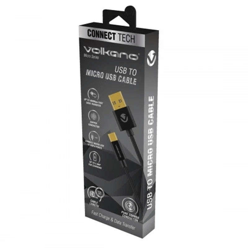 Volkano Micro Series USB to Micro USB M/M Cable 0.75m VK-20201-BK
