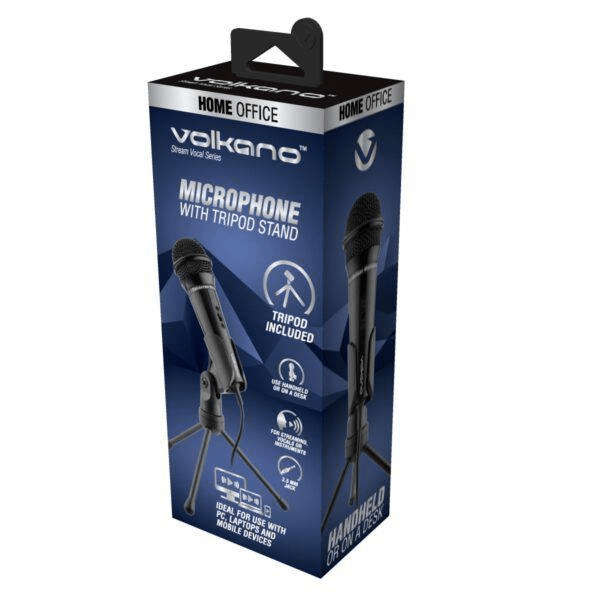 Volkano Stream Vocal Microphone with Tripod Stand VK-6519-BK
