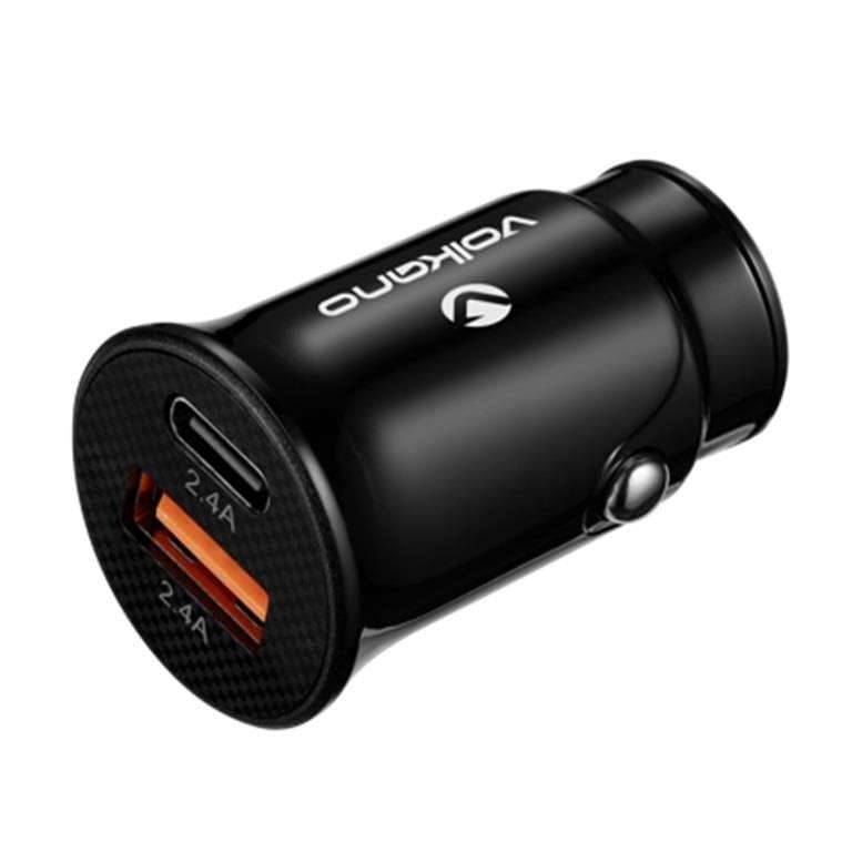 Volkano On-The-Go 12W 2-in-1 Car Charger Black VK-PDQ-305-BK
