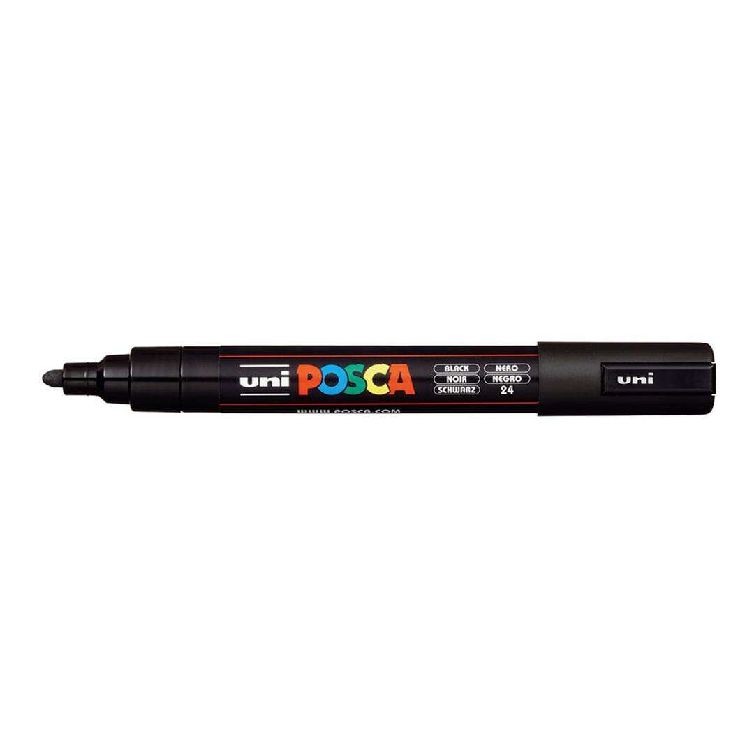 POSCA PC-5M Bullet Tip 1.8-2.5mm Medium Water Based Paint Marker - Black 6-pack WBM-PC5M-BLK