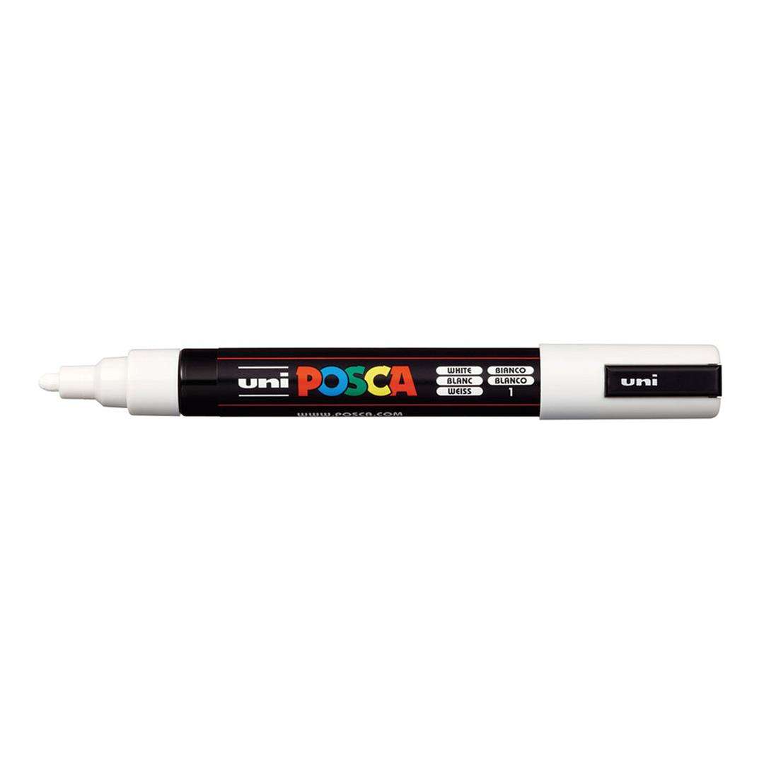 POSCA PC-5M Bullet Tip 1.8-2.5mm Medium Water Based Paint Marker - White 6-pack WBM-PC5M-WHT