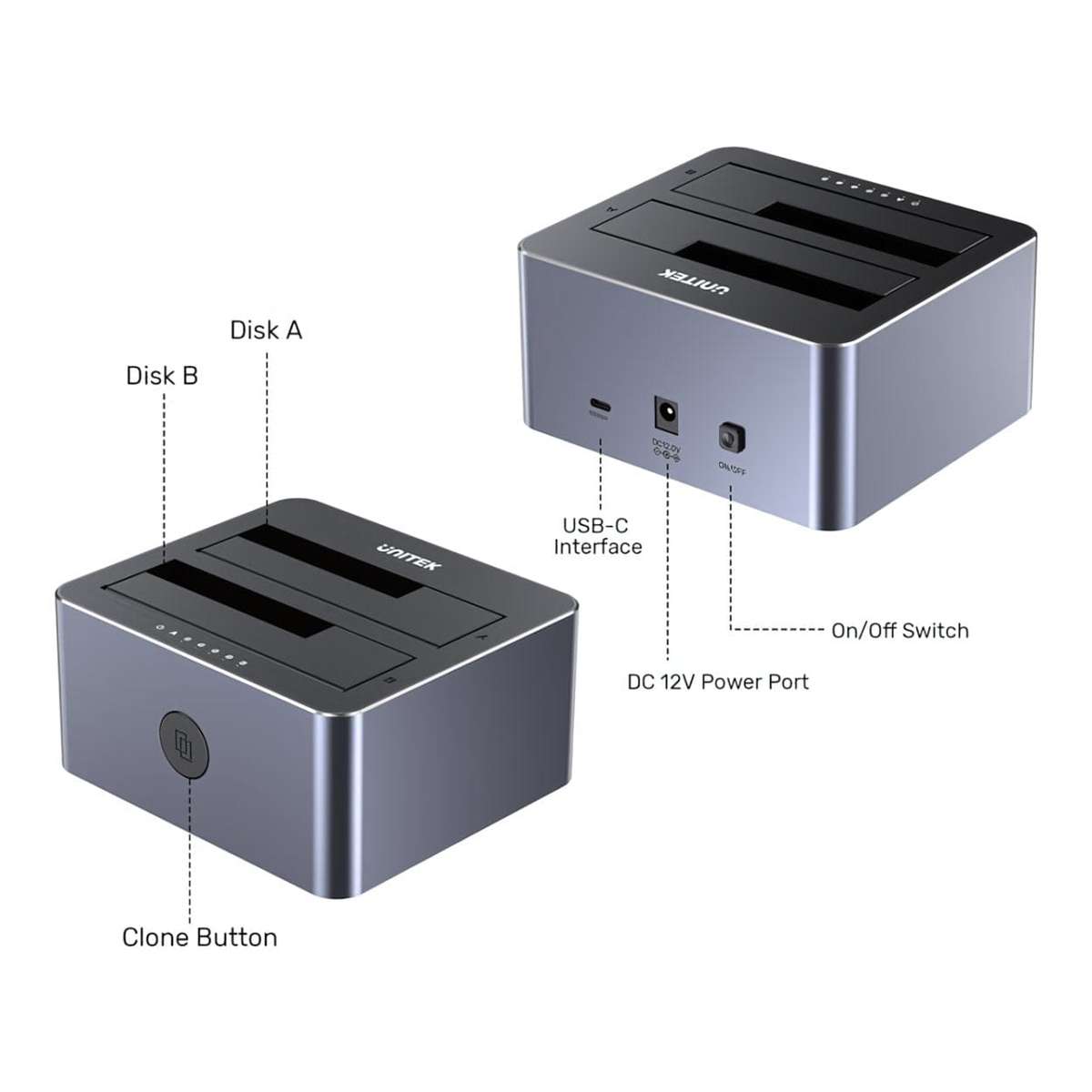 Unitek Dual-Bay SATA Docking Station Y-3027GY01-EU