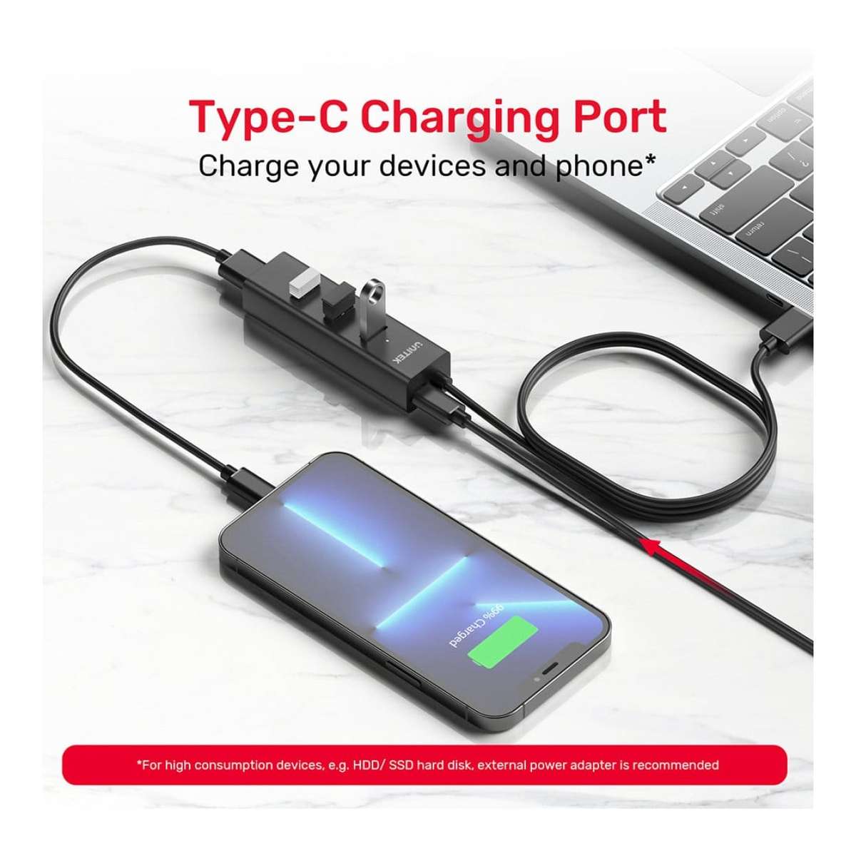 Unitek Y-3089V01 1.2m 4-in-1 USB-A 5Gbps Hub