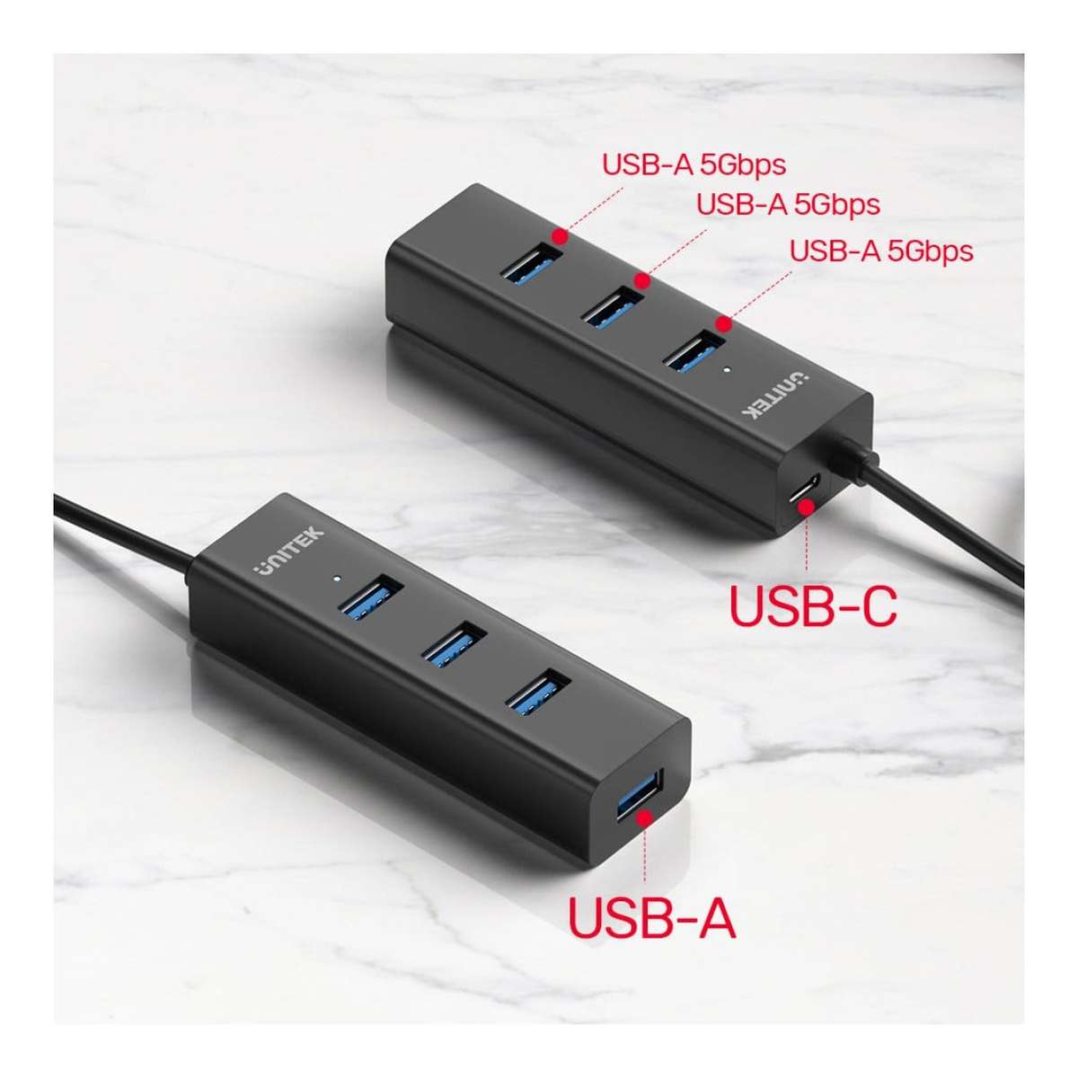 Unitek Y-3089V01 1.2m 4-in-1 USB-A 5Gbps Hub