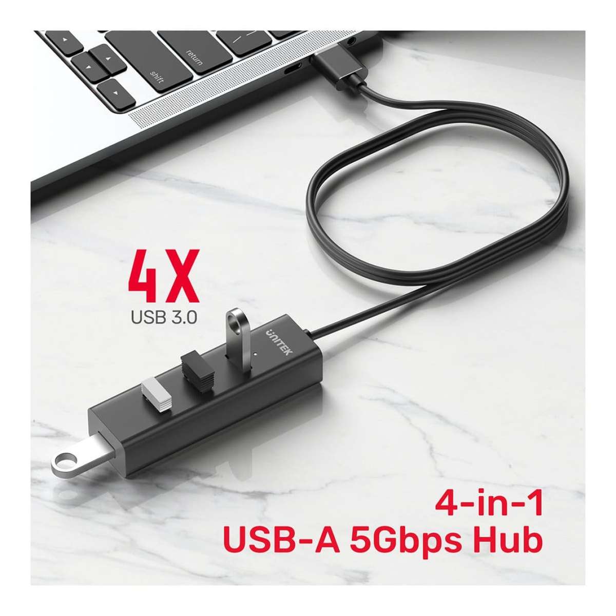 Unitek Y-3089V01 1.2m 4-in-1 USB-A 5Gbps Hub