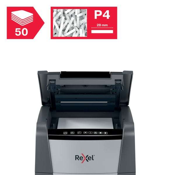 Rexel Optimum AutoFeed+ 50X Automatic Cross Cut P4 Paper Shredder 301397