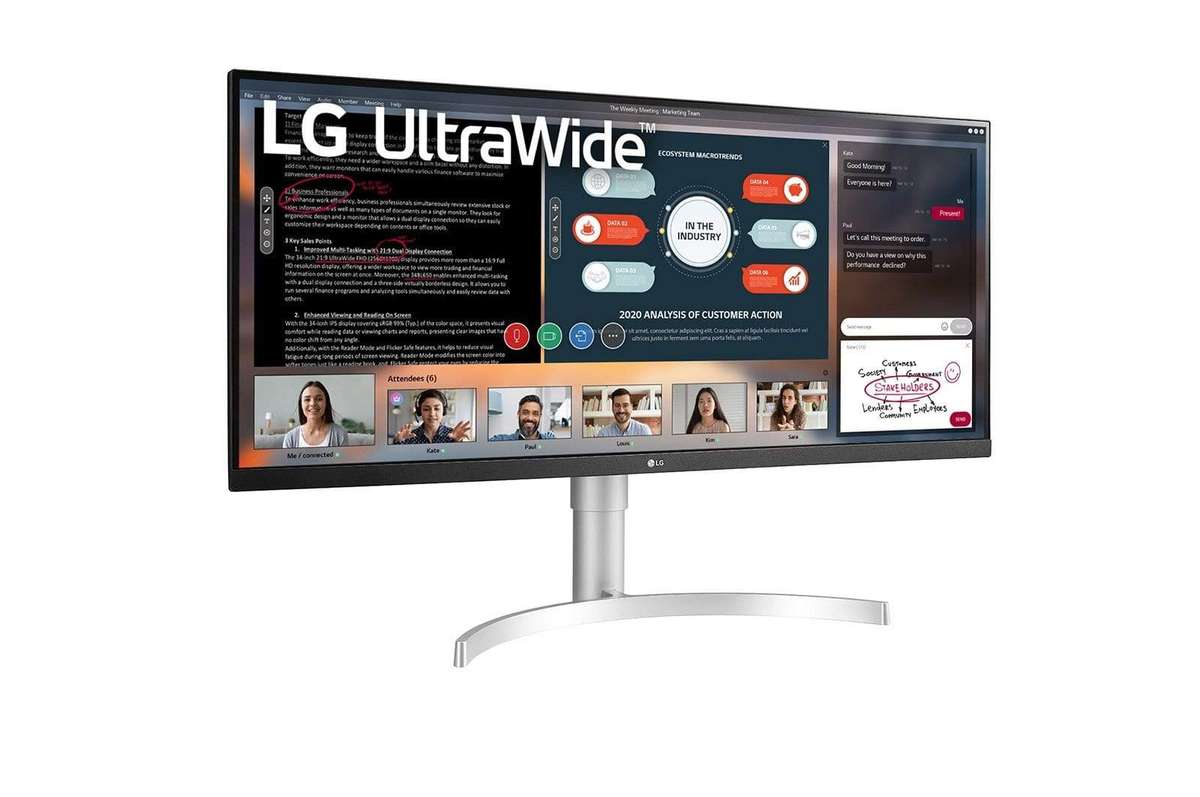 LG WN650 34-inch 2560 x 1080p FHD 21:9 75Hz 5ms AMD FreeSync IPS UltraWide Monitor 34WN650-W