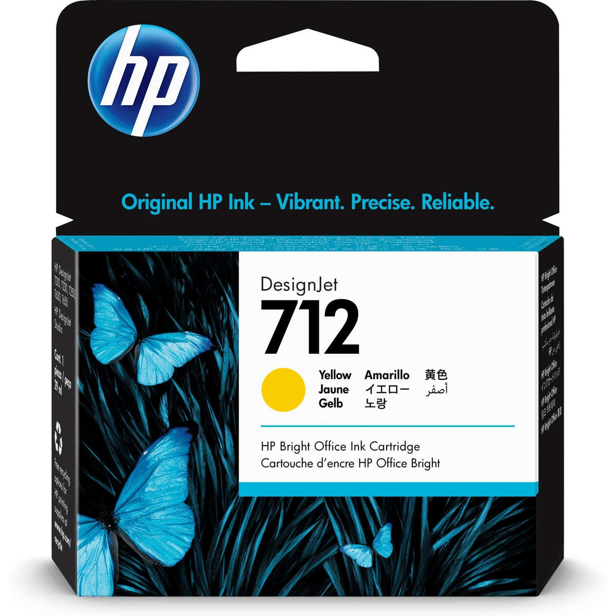 HP 712 29-ml Yellow Printer Ink Cartridge Original 3ED69A Single-pack