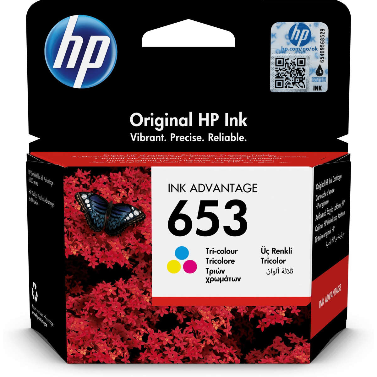 HP 653 Ink Advantage Cyan, Magenta, Yellow Standard Yield Printer Cartridge Original 3YM74AE Single-