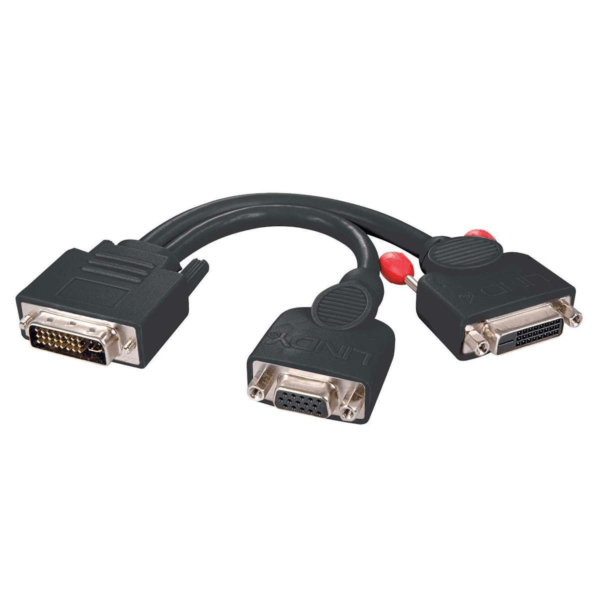 Lindy DVI-I Splitter Cable VGA+ DVI-D Dual Link Black 41218
