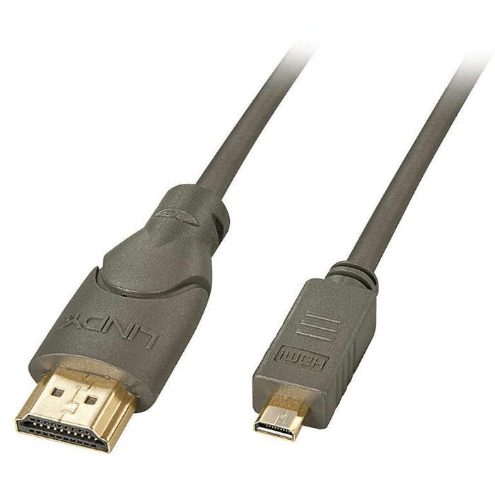 Lindy Electronics 3840x2160@30Hz 4:4:4 8bit - HDMI to Micro HDMI Cable, Male to Male - 1m