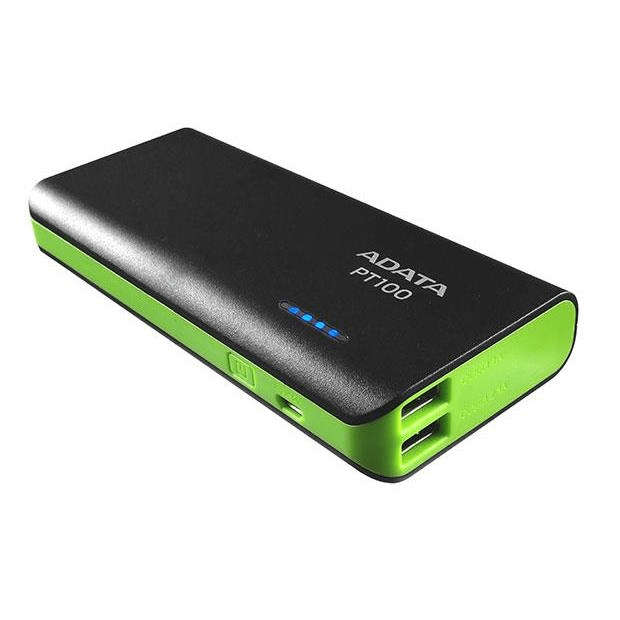 ADATA PT100 Powerbank 10000mAh Li-Ion Black and Green APT100-10000m-5V-CBKGR