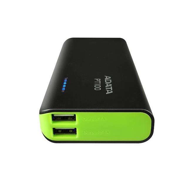 ADATA PT100 Powerbank 10000mAh Li-Ion Black and Green APT100-10000m-5V-CBKGR