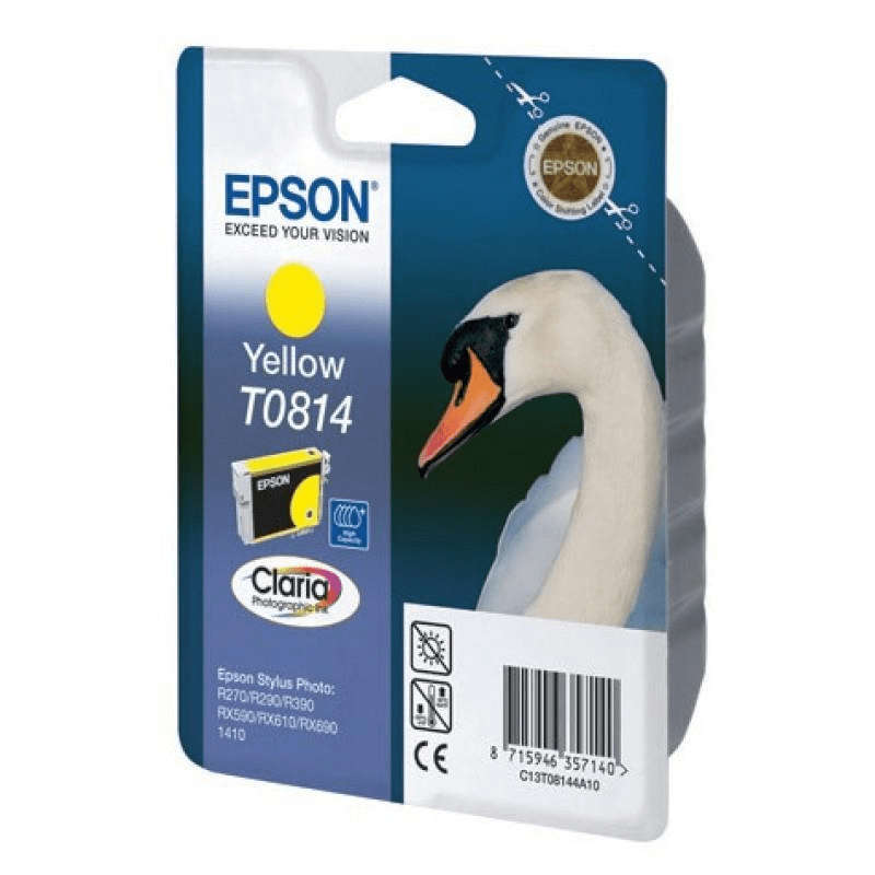 Epson T0814 Claria Photographic Yellow High Yield Printer Ink Cartridge Original C13T11144A10 Single