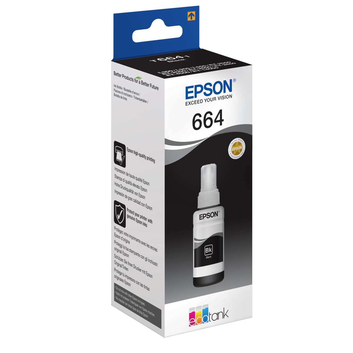 Epson T6641 Black Ink Bottle Ecotank 70ml Original Refill C13T664140