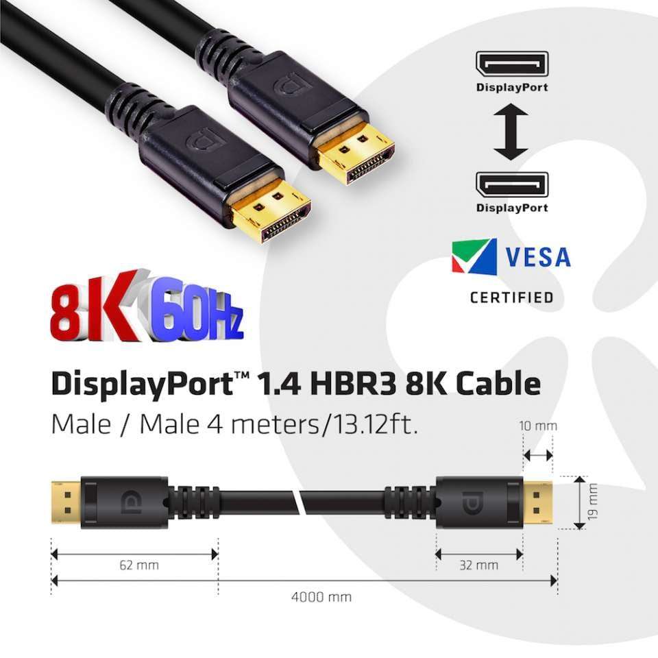 Club 3D DisplayPort 1.4 HBR3 8K Cable CAC-1069B