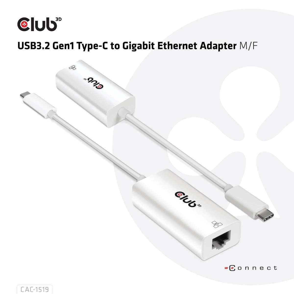 Club 3D CAC-1519 USB3.2 Gen1 Type-C to Gigabit Ethernet Adapter M/F
