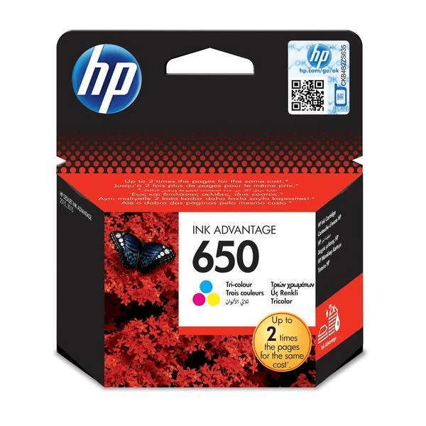 HP 650 Cyan Magenta Yellow Printer Ink Cartridge Original CZ102AK Single-pack