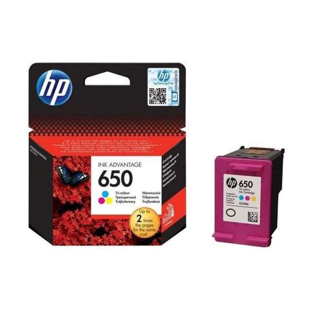 HP 650 Cyan Magenta Yellow Printer Ink Cartridge Original CZ102AK Single-pack