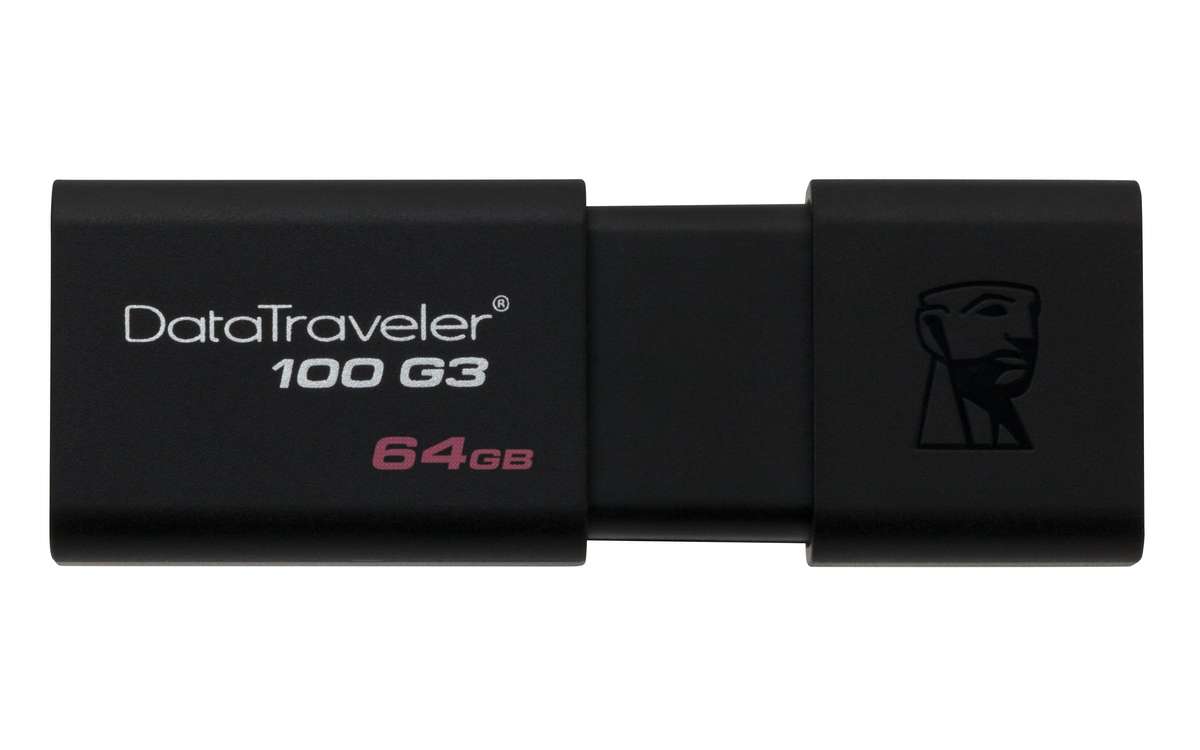 Kingston DataTraveler 100 G3 64GB USB 3.2 Gen 1 Type-A Black USB Flash Drive DT100G3/64GB
