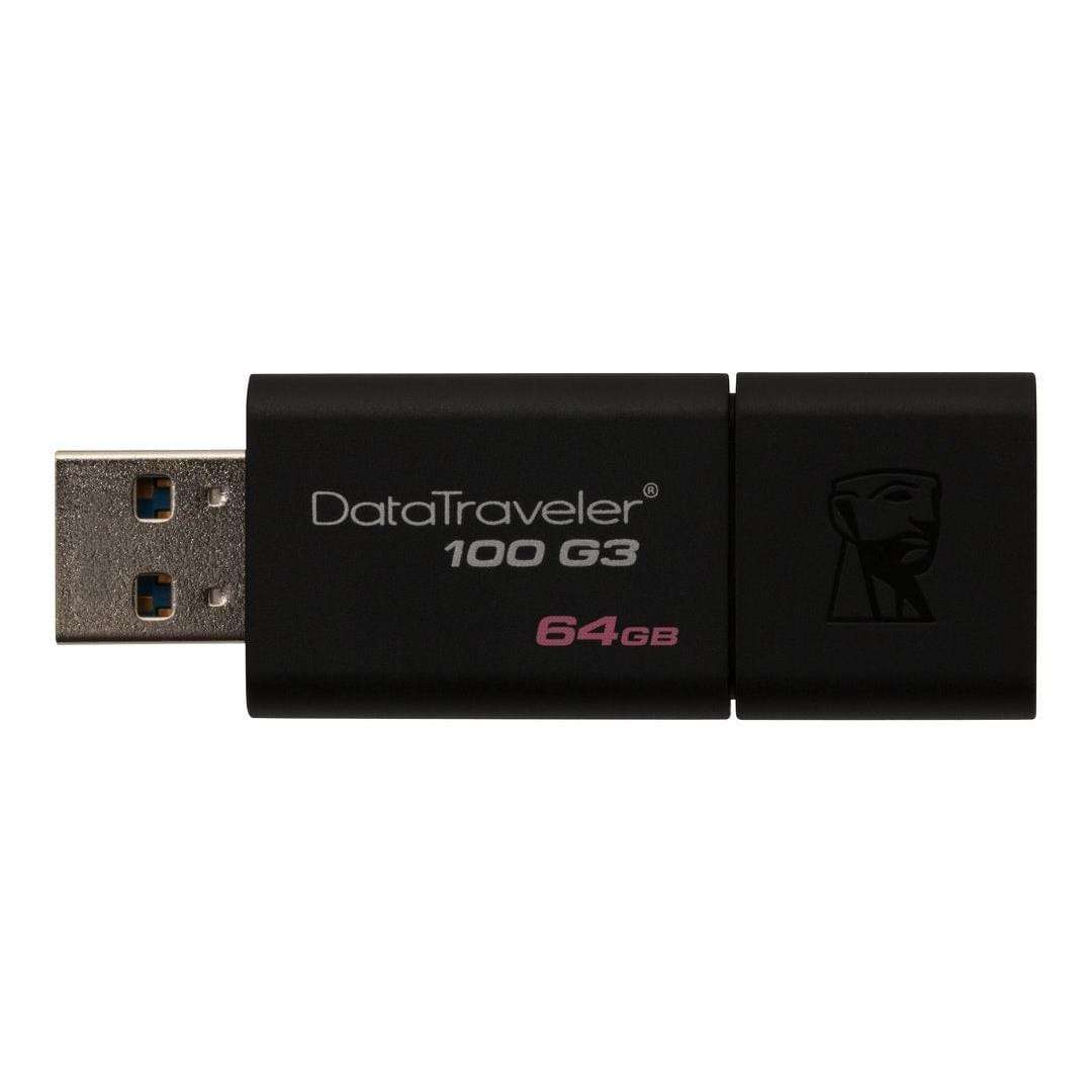 Kingston DataTraveler 100 G3 64GB USB 3.2 Gen 1 Type-A Black USB Flash Drive DT100G3/64GB