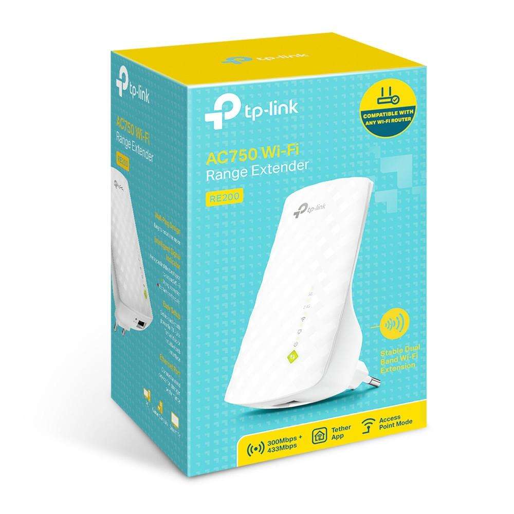 TP-Link RE200 AC750 Wi-Fi 5 Range Extender Repeater White 10/100 Mbits