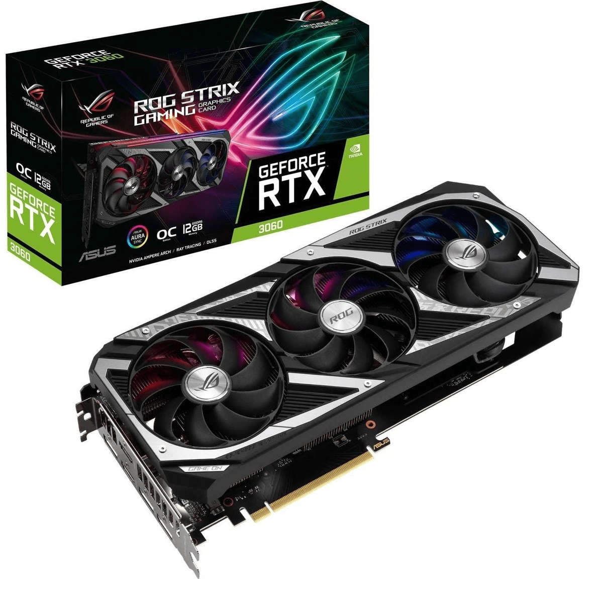 ASUS ROG Strix V2 OC Edition Nvidia GeForce RTX 3060 12GB DDR6 Graphics Card ROG-STRIX-RTX3060-O12G-