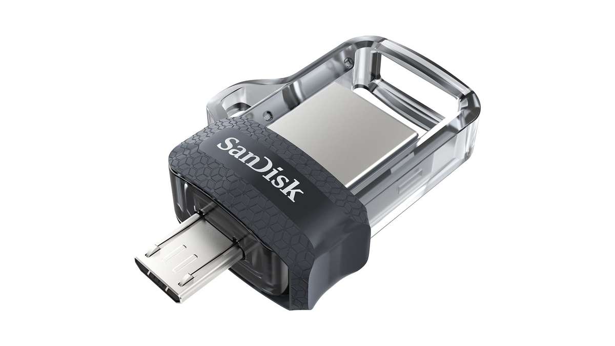 SanDisk Ultra Dual M3.0 16GB USB 3.2 Gen 1 Type-A / Black Silver and Transparent USB Flash Drive SDD
