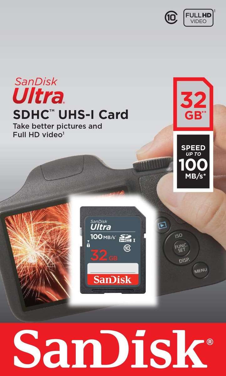 SanDisk Ultra 32GB SDHC 100MB/s UHS-I Class 10 Memory Card SDSDUNR-032G-GN3IN