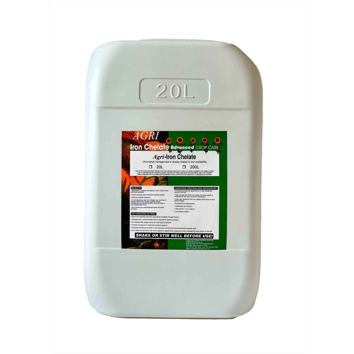Agri-Iron Chelate Liquid Organic Fertiliser 20L