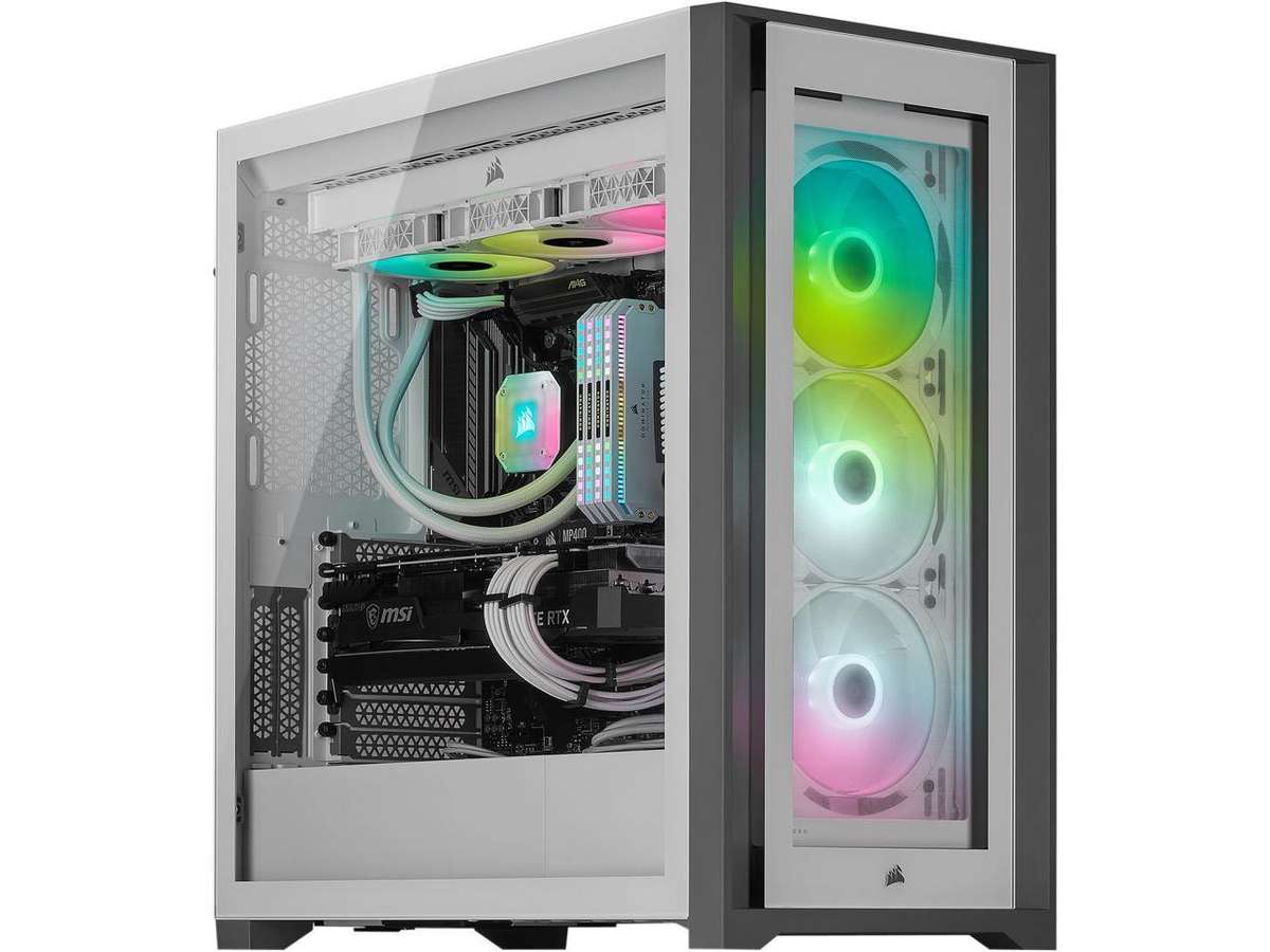 Corsair iCUE 5000X RGB Tempered Glass Mid-Tower ATX PC Smart Case - Black/White - White