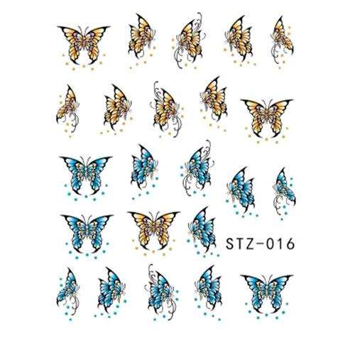 Butterfly Nail Art Decals Water Transfers Sliders  STZ-016 - Orange