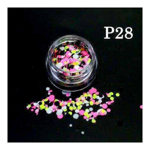 Confetti Nail Art Glitter - P28 - 2.5cm / Pink