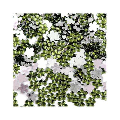 Green Flat Back Flower Shape Nail Art Rhinestones - 3mm / Green