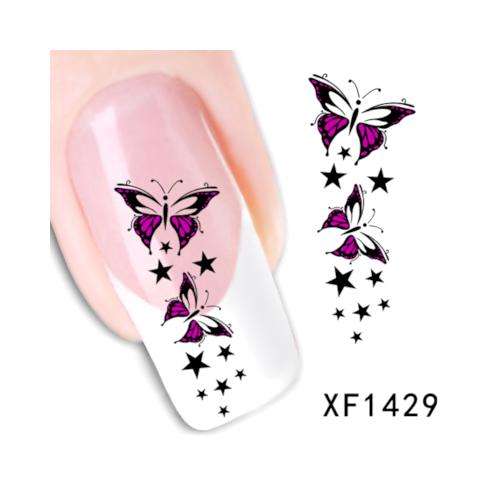 Purple Butterfly Nail Art Water Transfer Decals  XF1429 - Purple