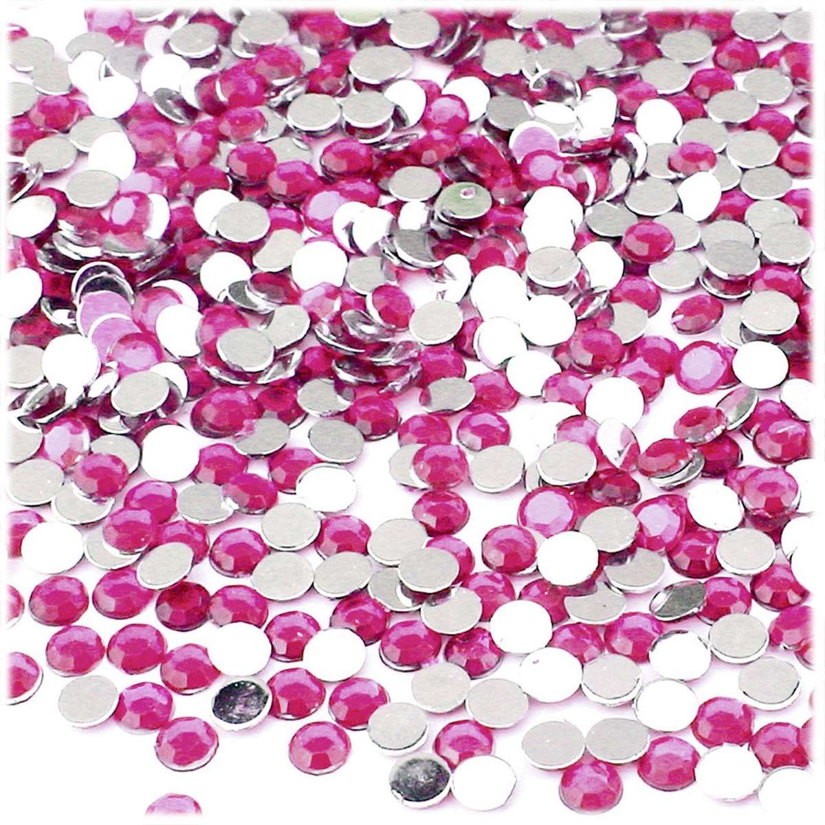 Rose Pink Flat Back Round Nail Art Rhinestones - 2mm / Rose Pink