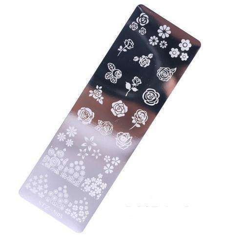Nail Art Stamping Plate STZ-NO5 - 12cm x 4cm / Silver Tone
