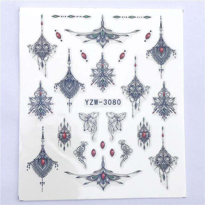 Water Transfer Decals Nail Art Sliders - YZW-3080 - Black