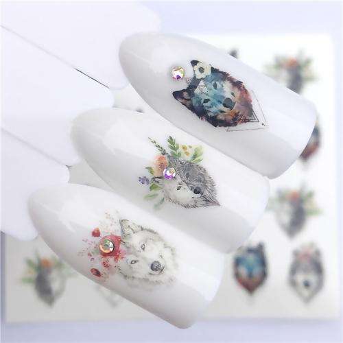 Water Transfer Sliders Wolf Nail Art - 3077 - Multicolor