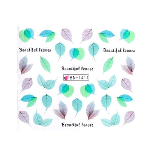 Water Transfer Slider Nail Art Leaves - BN1411 - Multicolor