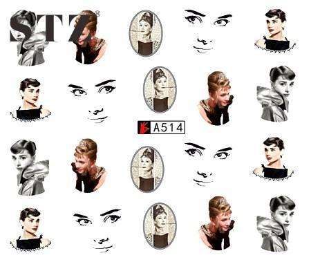 Water Transfer Decals Faces Nail Art Sliders  A514 - As Shown