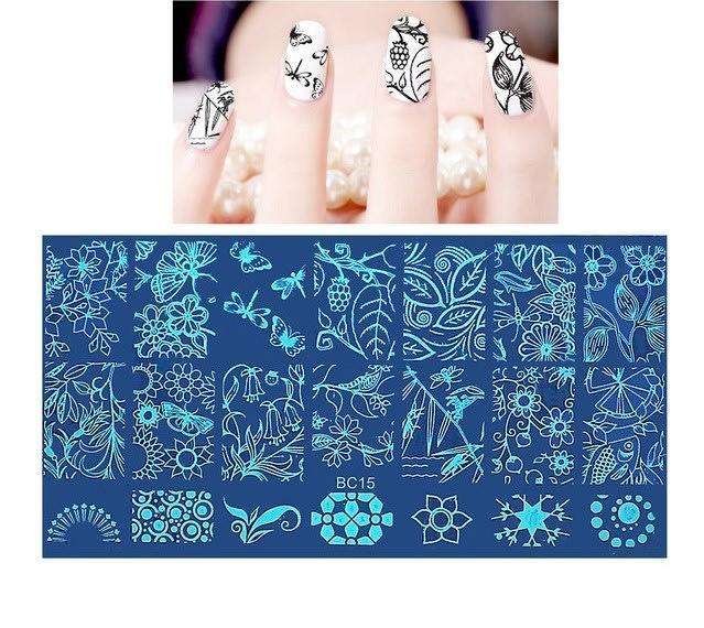 Nail Art Stamping Plate - BC15 - 6 x 12 cm / As Shown