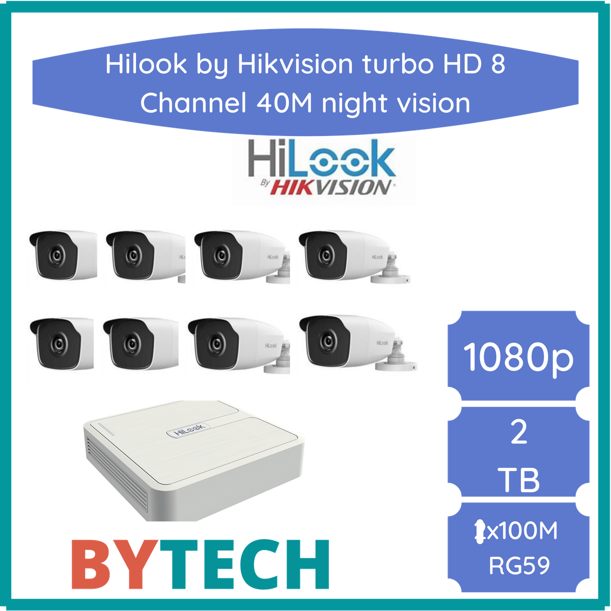 HiLook by HikVision 8 Ch 1080p Turbo HD Kit 40M Night vision With 2TB HDD - cctv,cctv,cctv,cctv,cctv