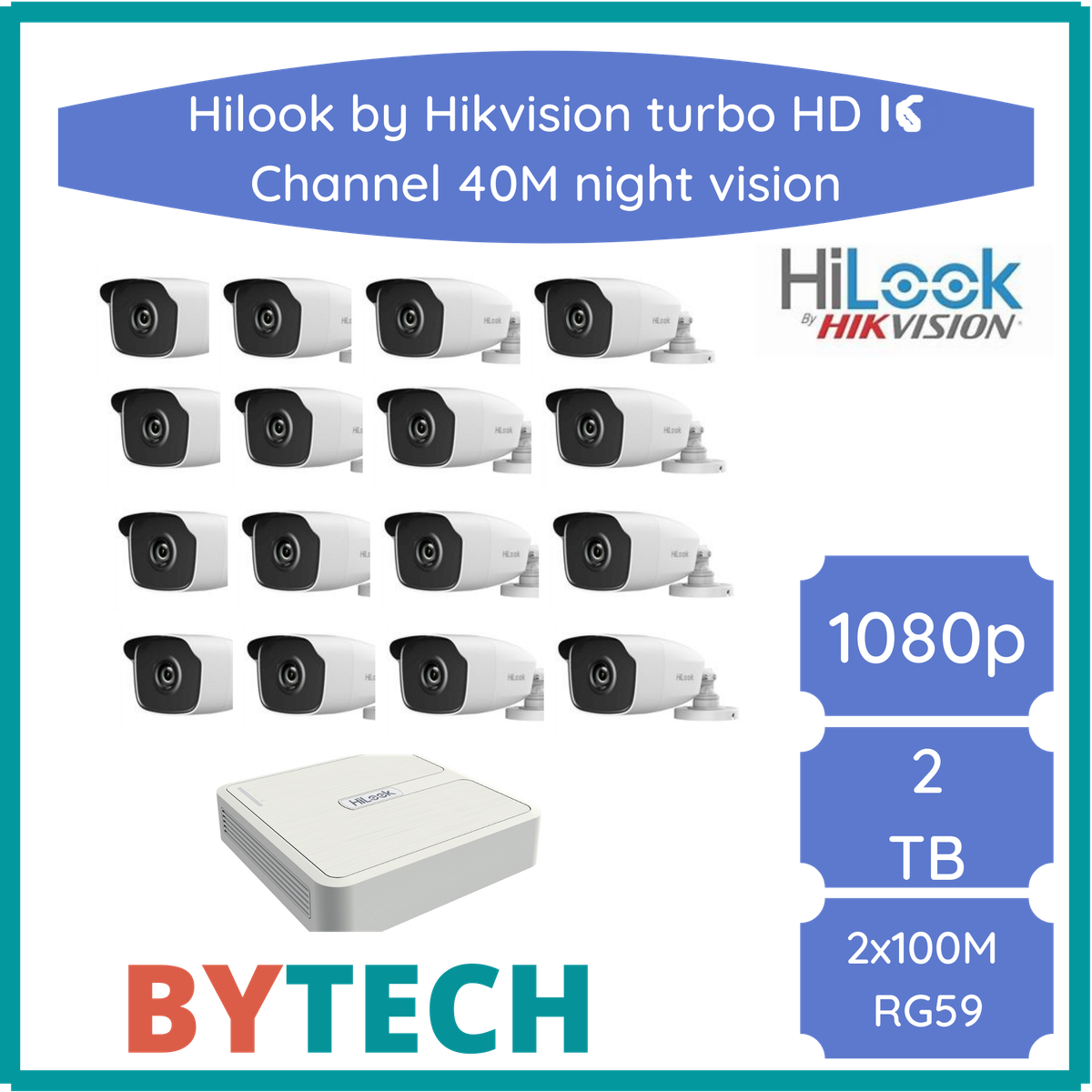 HiLook by HikVision 16 Ch Turbo 1080p HD Kit - HD DVR - 40M Night vision - cctv,cctv,cctv,cctv,cctv