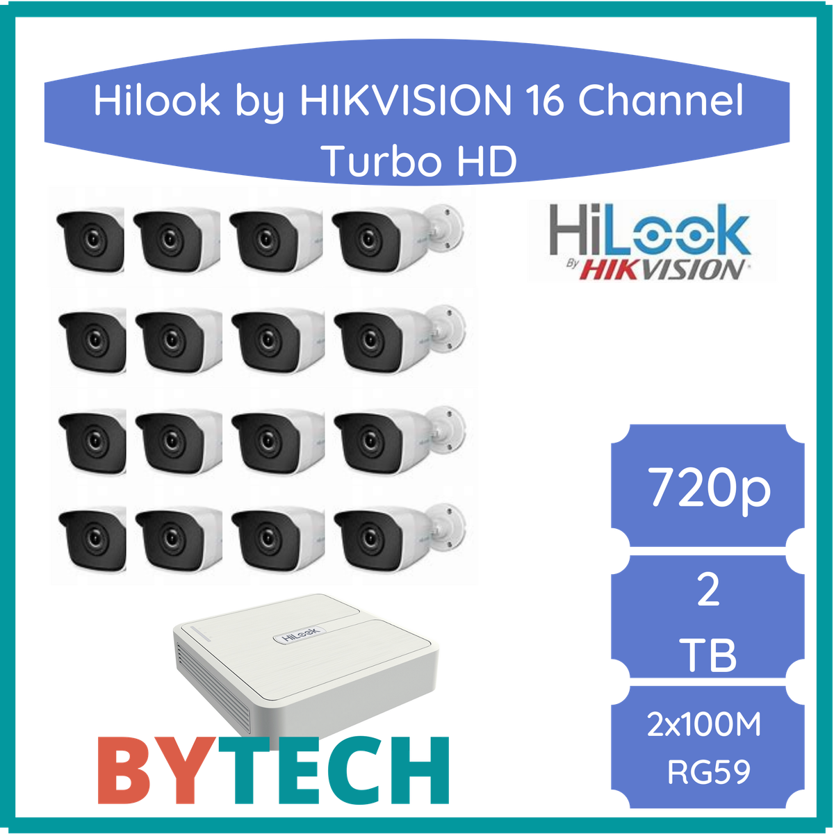 Hilook by Hikvision16Ch 720P Turbo HD Complete kit with 2TB HD - cctv,cctv,cctv,cctv,cctv