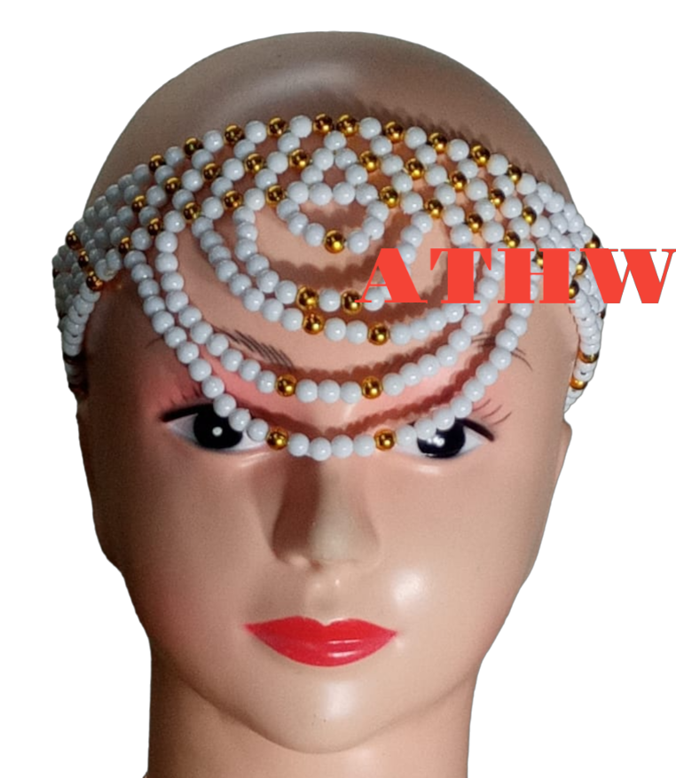 Heads Beads White and Gold Medium