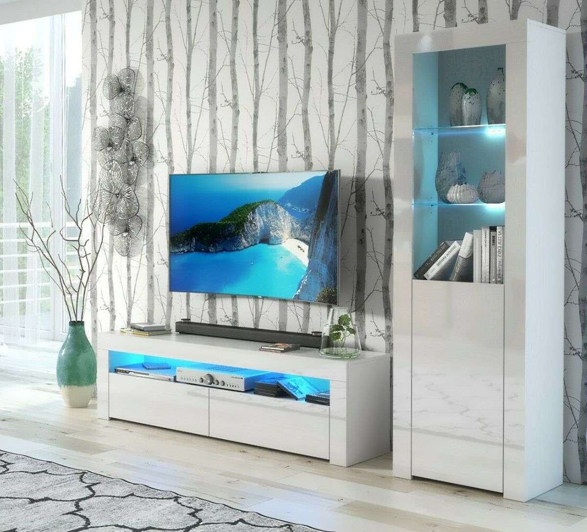 Alejandro Modern Contemporary LED TV Stand for TV's up to 70" - White
