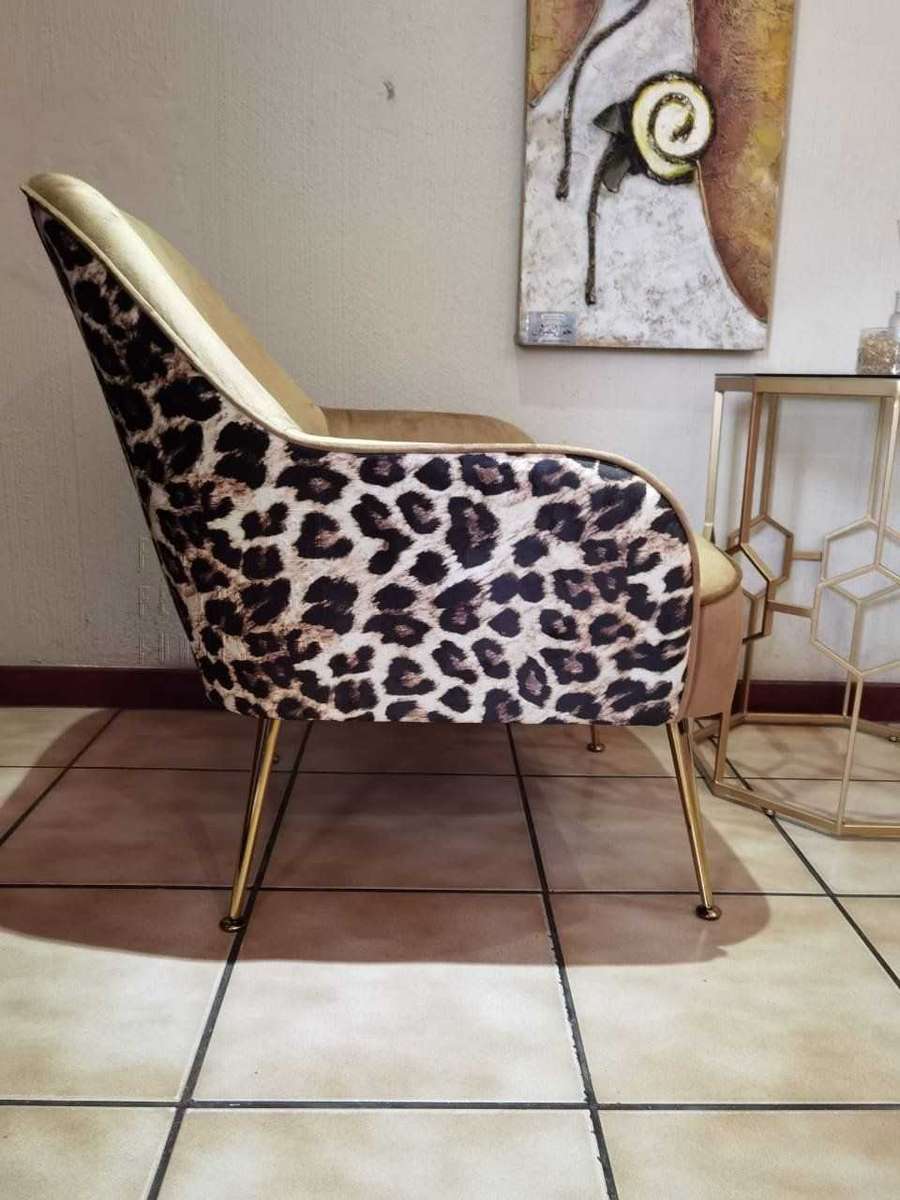 Clarisse Velvet Accent Chair-Leopard