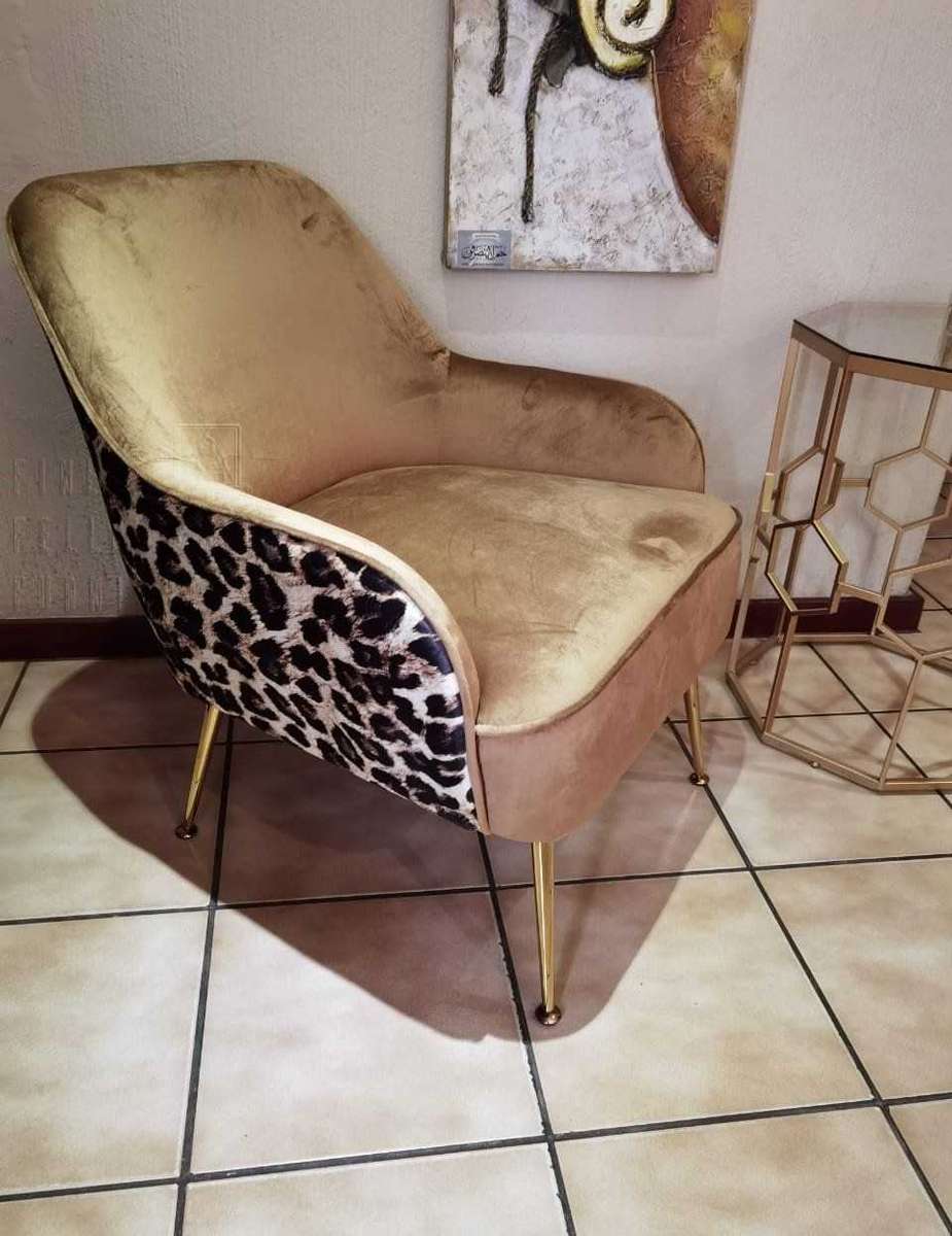 Clarisse Velvet Accent Chair-Leopard
